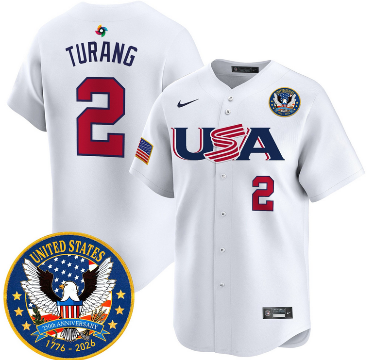 Men Team USA World Baseball Classic 250th Anniversary #2 Henderson white 2026 Roster Patch Vapor Jersey->->MLB Jersey